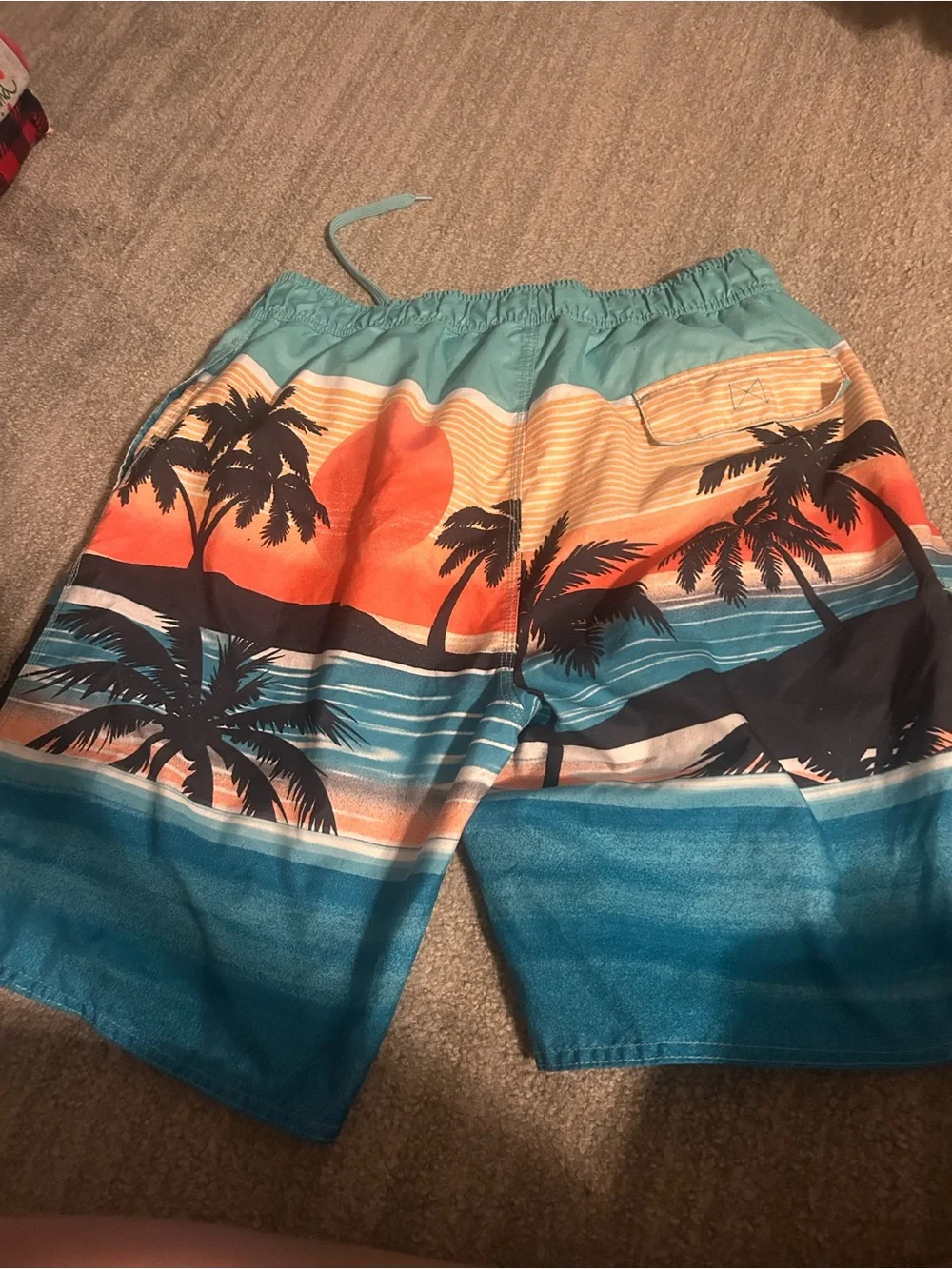 Men's Teal & Orange Tropical Board Shorts